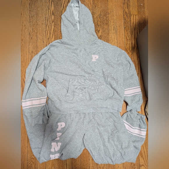 PINK Victoria's Secret Gray Hoodie And Pants - Picture 1 of 3